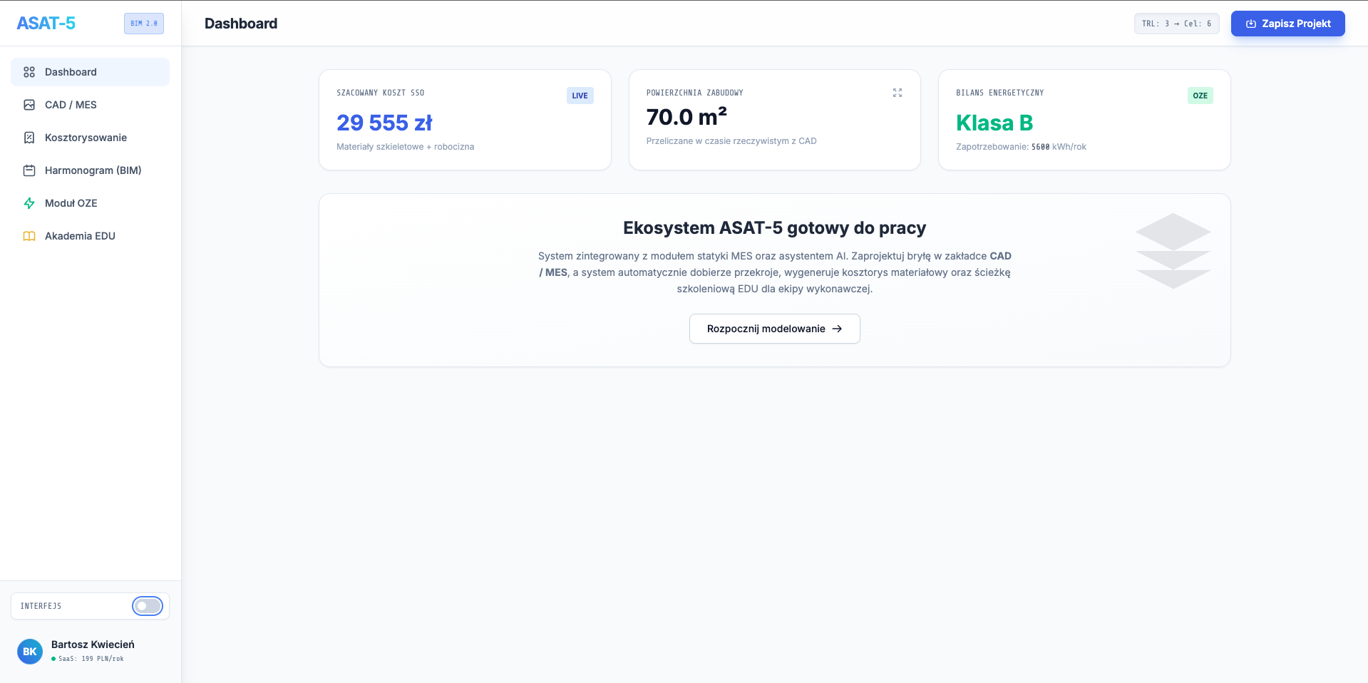 Interfejs oprogramowania ASAT-5